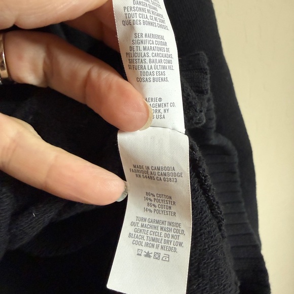 Aerie Classic Black Fleece Cardigan Oversized Women’s Medium - Picture 7 of 10